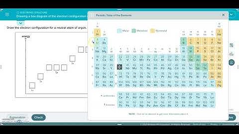 ALEKS - Drawing a box diagram of the electron configuration of an atom