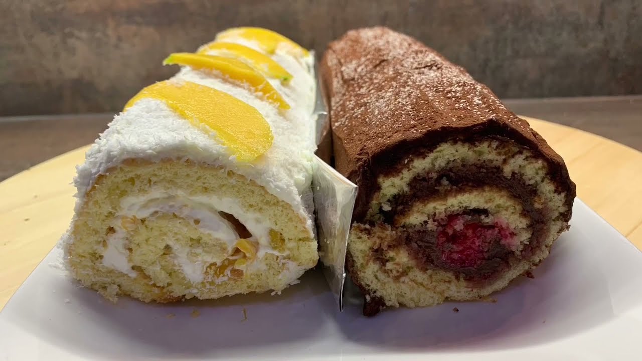Bûches chocolat framboises et mangue noix de coco -inratable- pour les fêtes -swiss roll cake