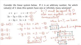 LinAlg 1.1 - Example 1 - When is a linear system consistent or inconsistent