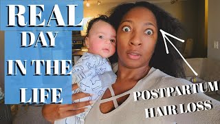 REAL DAY IN THE LIFE WITH A BABY | POSTPARTUM HAIR LOSS | BABY GETS VACCINES