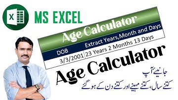 Age Calculator in MS Excel with Advance Formula | Learn MS Excel in Urdu Hindi | Excel Advance Tips