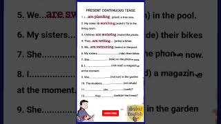 Present continuous Tense Exercise | Use Verb's correct form #shorts #tense