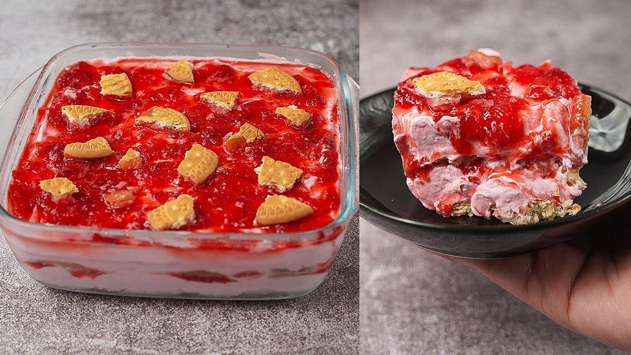 Strawberry Delight Recipe | Delicious Strawberry Cold Dessert Recipe | Yummy