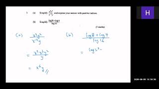 HKCEE 1997 Paper 1 Q3 Indices, Log