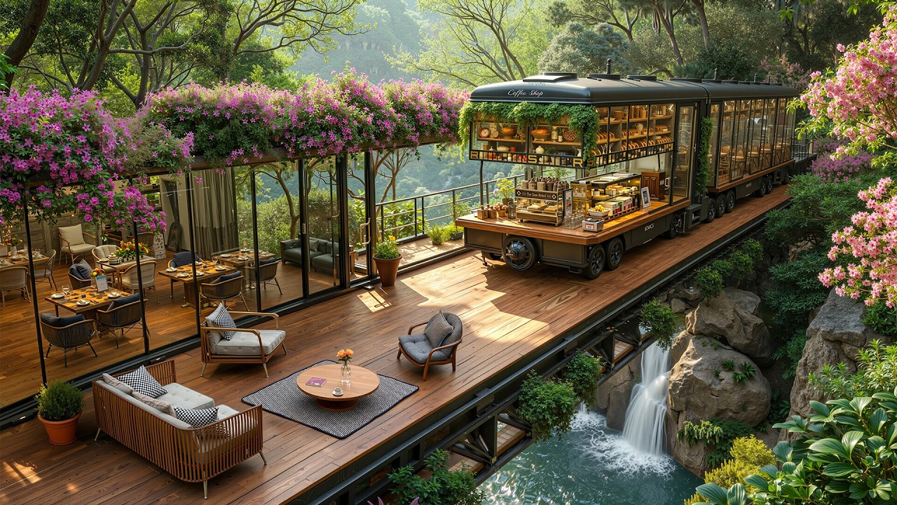 Peaceful Spring Outdoor Coffee Jazz in the Forest 🌸 Gentle Jazz & Nature Sounds for Relaxation