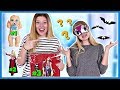 Picking our  Halloween costume BLINDFOLDED challenge! || Taylor & Vanessa