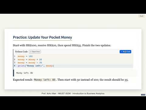 Python for Beginners: Variables, Types & Calculations | ISOM2600 0.1