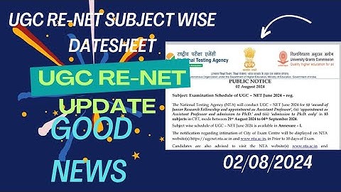 Biggest News!!  Official Update!  Finally UGC RE-NET Subject Wise Datesheet Released By NTA ☺☺