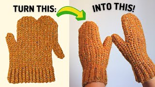 The easiest method of crocheting mittens! 