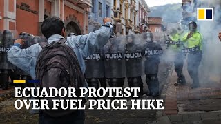 Demonstrators clash with police in Ecuador during protest over fuel price hike