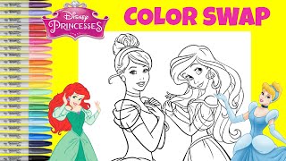 Disney Princess Coloring Book Page Color Swap Ariel and Cinderella