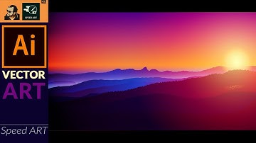 Mountains Landscape at Sunset vector art in Adobe Illustrator | Speed Art