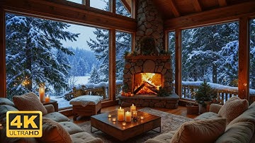 Winter Day in Living Room Space with Fireplace | Relaxing Piano Music for Working and Studying