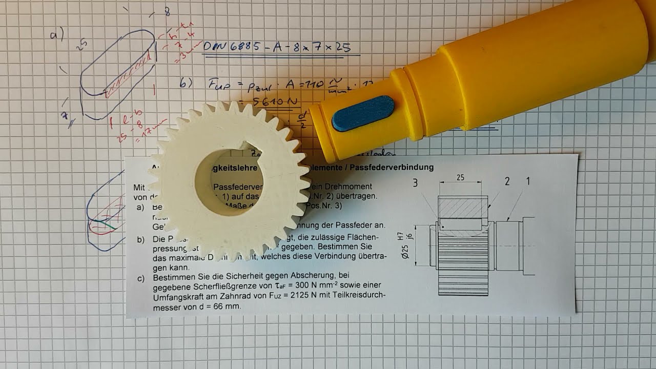 Festigkeitslehre - Maschinenelemente: Passfeder 