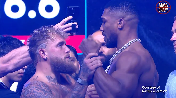 Jake Paul GRABS Anthony Joshua wrist in FACE OFF