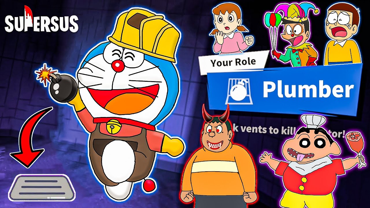 Doraemon became plumber in super sus and blocking vents 😱💣 Shinchan