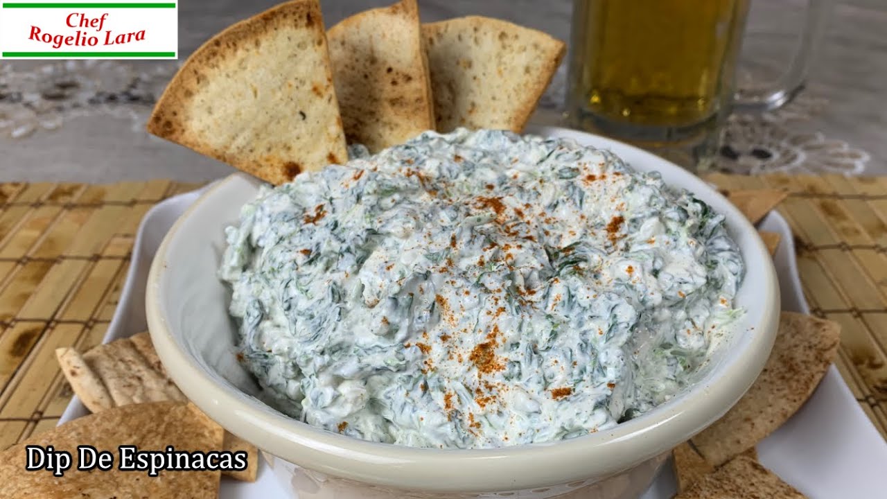 Dip De Espinacas Y Chips , Receta Deliciosa