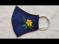 SATIN FLOWER HAND EMBROIDERY | HAND EMBROIDERED FACE MASK |