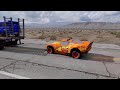 Flatbed Trailer Cars Transportation with Truck - Speedbumps vs Cars vs Train - BeamNG.Drive 6