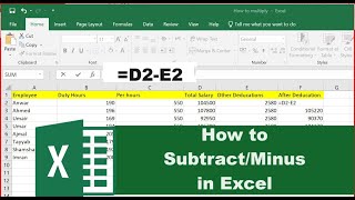 How to Subtract in Excel - Minus Formula in Excel #excel #excelformula #exceltips