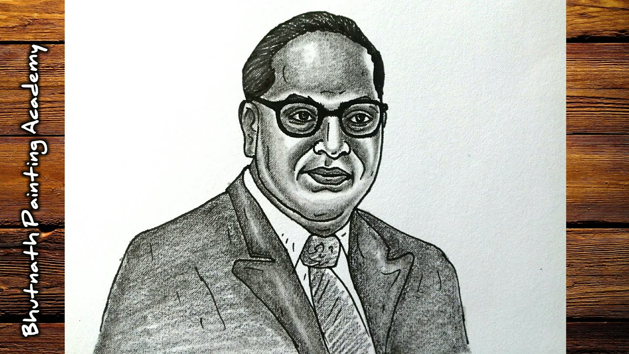 How to draw B R Ambedkar portrait with pencil sketch - YouTube