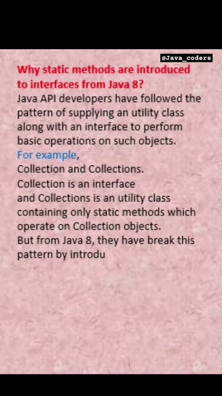 Why static methods are introduced to interfaces from java 8 