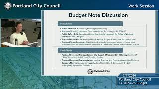 Portland City Council Budget Committee: Proposed Budget 05/07/24