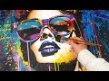 Peinture pop art et street art fusionne  crez une uvre style  lacrylique  glamour in chaos
