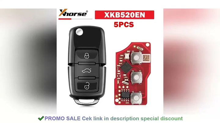 5PCS Xhorse XKB520EN Second Generation Replaced of XKB501EN Wire Remote Key for VW B5 Flip 3 Buttons
