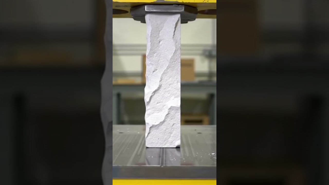 Hydraulic Press Crushes Marble Stone – Solid Rock Snaps in Slow Motion!