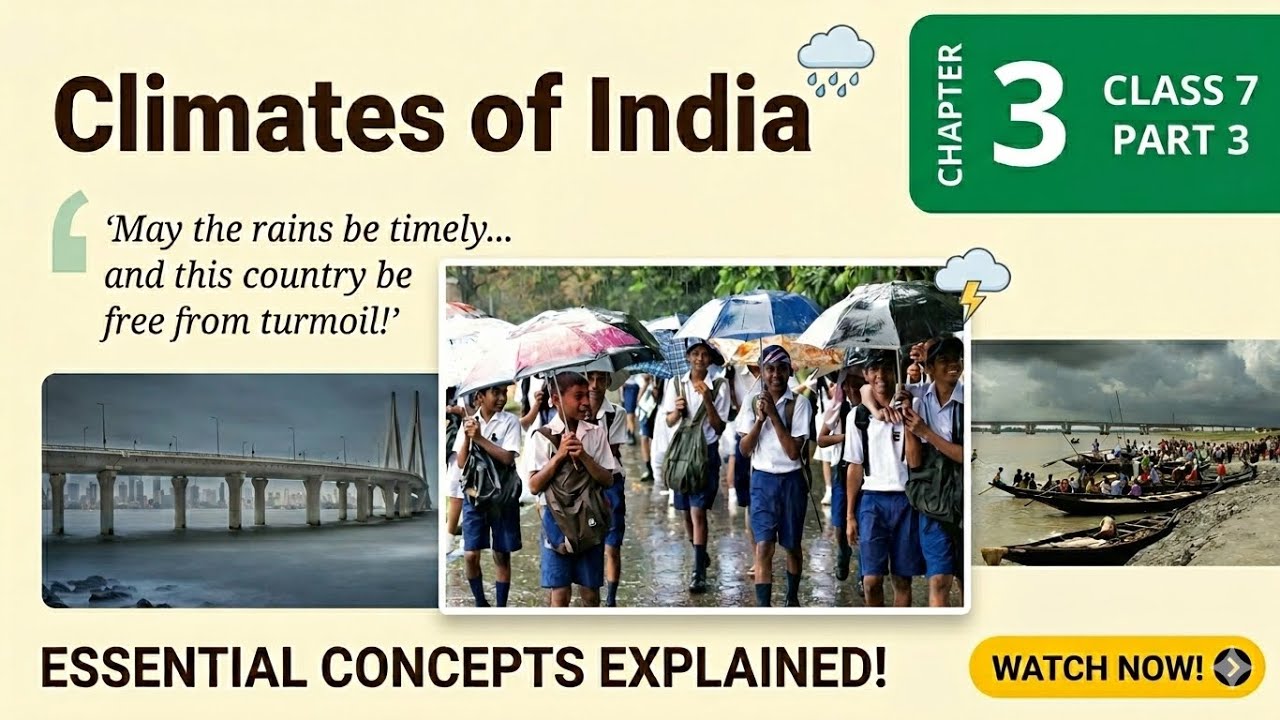 SOCIAL SCIENCE | CLASS 7 | PART 3 | CLIMATES OF INDIA | GEOGRAPHY PAGE 54 to 58