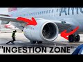 Ingestion zone  ramp worker sucked into jet engine