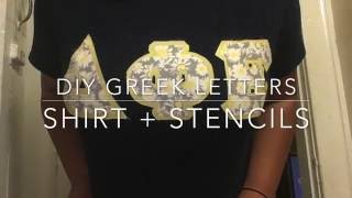 DIY Greek Letters Shirt Stencils