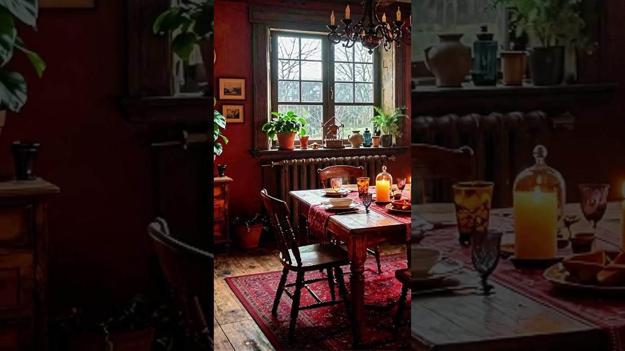 Relaxing Music for Winter Day in Cozy Living Room with Fireplace 