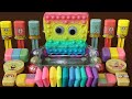 Mixing”Pastel Sponge Bob” Makeup,parts,glitter Into Slime!Satisfying Slime Video!★ASMR★