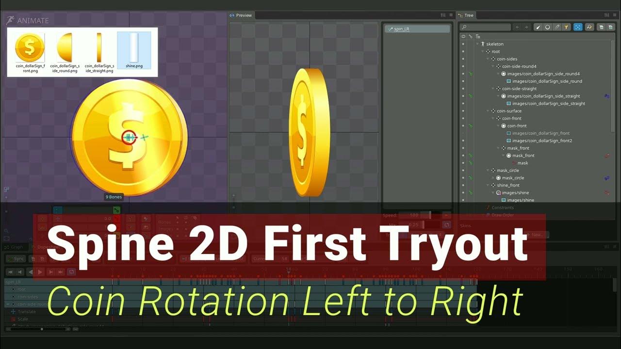 Spine 2d first try coin spinning left to right youtube