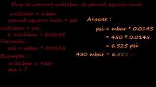 how to convert millibar to psi - pressure converter