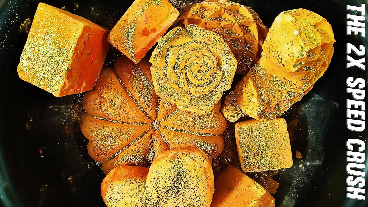 **THE 2X SPEED CRUSH**Bright Yellow Mini & Mega Reforms Crumbling ASMR • Crispy & Soft Texture Crush