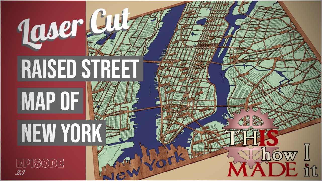 Вырезанная лазером рельефная карта улиц Нью-Йорка