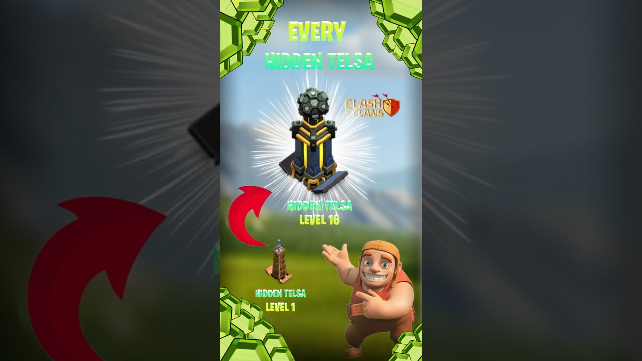 Level 1 to MAX Hidden Tesla! Clash of Clans Short