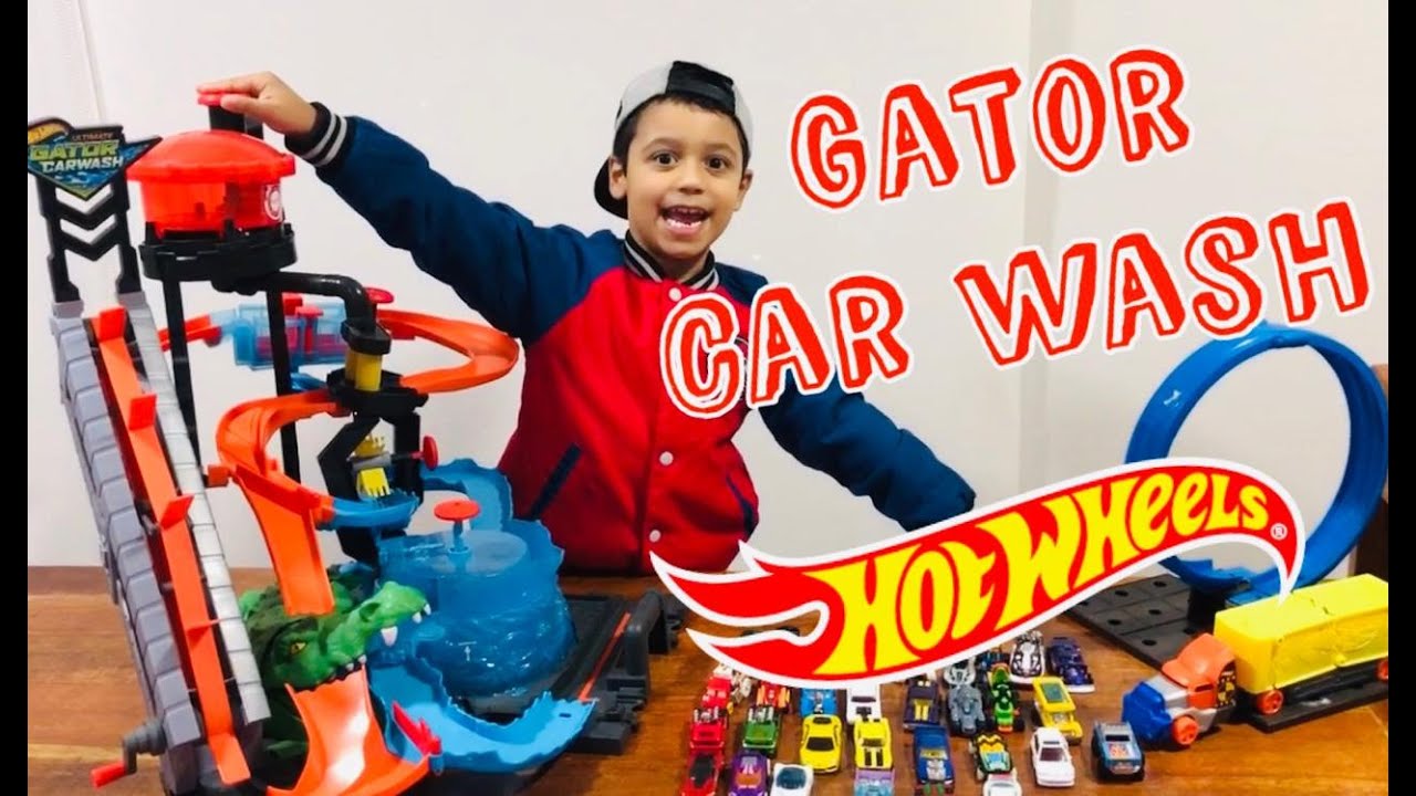 HOT WHEELS GATOR CAR WASH MEGA PISTA ALUCINANTE COM LOOPING E PROPULSOR YouTube