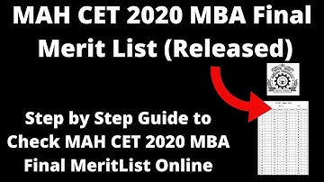 MAH CET 2020 MBA Final Merit List (Released) - How to Check Maharashtra CET MBA Final Merit List