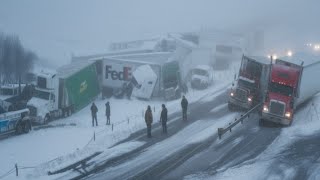 Wyoming I-80 Pileup During a Fierce Blizzard