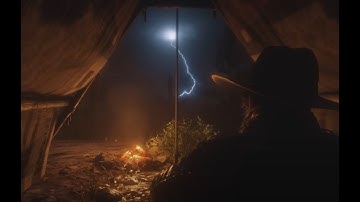 Watching a night-time thunderstorm from a tent | RDR2 ASMR
