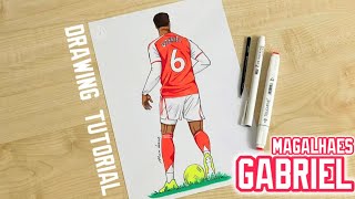 How to draw a soccer players Gabriel Magalhaes / Arsenal screenshot 3
