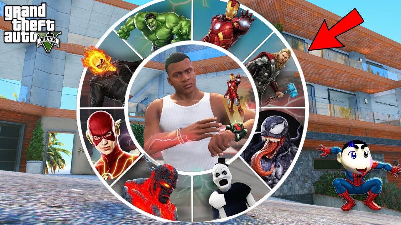 Franklin Playing As Every Superhero Using His Magical Watch Part 2 in GTA 5!