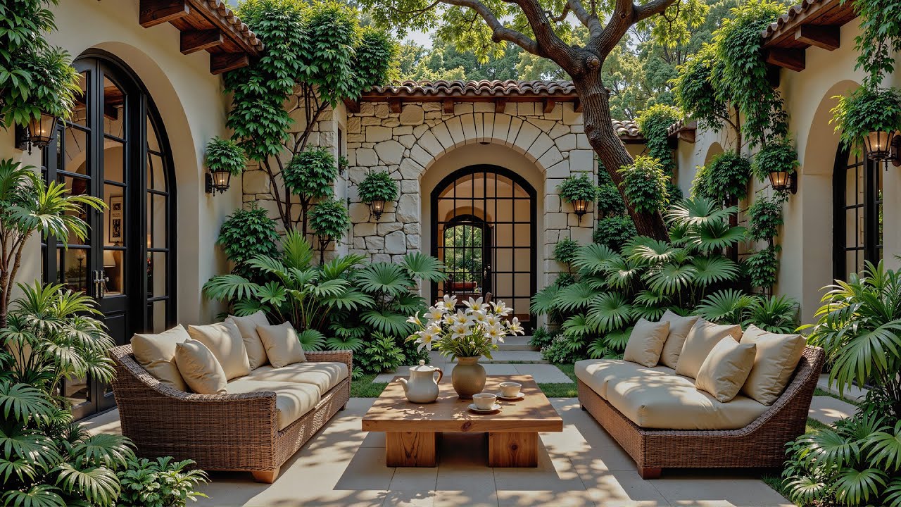 Утренний джаз на патио 🌞 Расслабляющая кофейная атмосфера для учёбы и мирных моментов на солнце