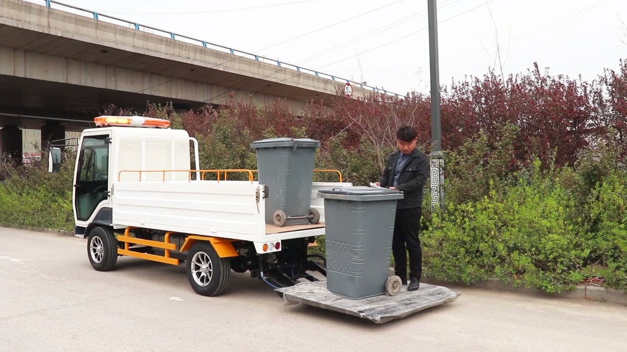 Pure Electric Bins Hydraulic Lifter Garbage Collector Automatic Dump Transport Truck  ----Baiyi-L8