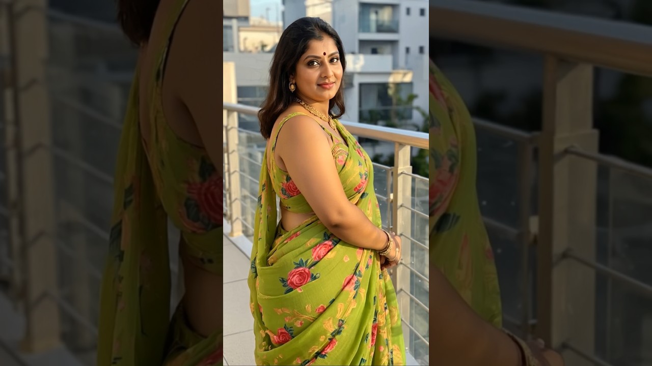 From Simple to Stunning in a Green Floral Saree💚 