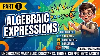 Algebraic Expressions | Variables, Constants, Terms & Coefficients | Class 7 Maths | Part 1